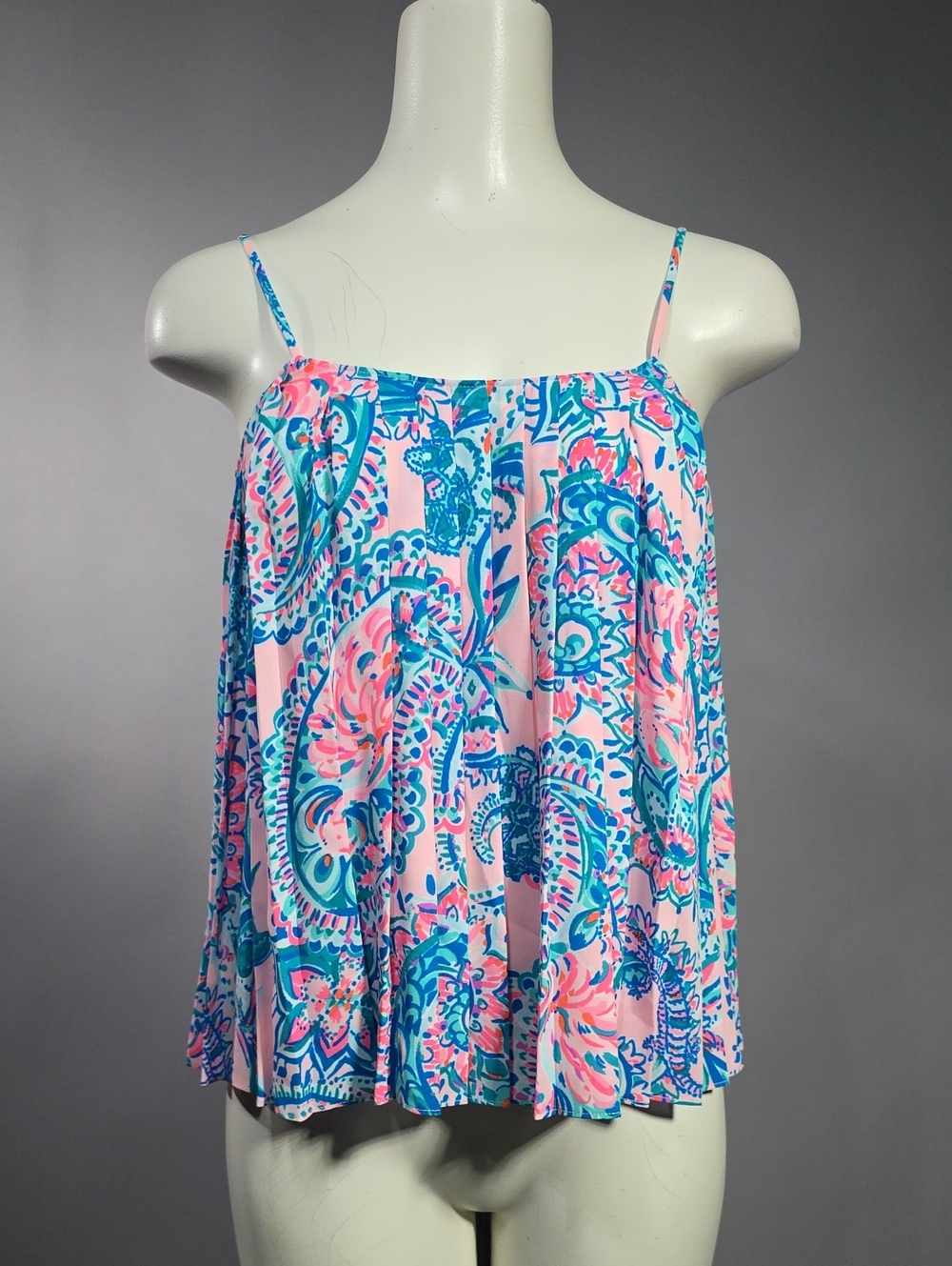 Lilly Pulitzer Pink and Blue Paisley-Print Spaghetti-Strap Camisole R1